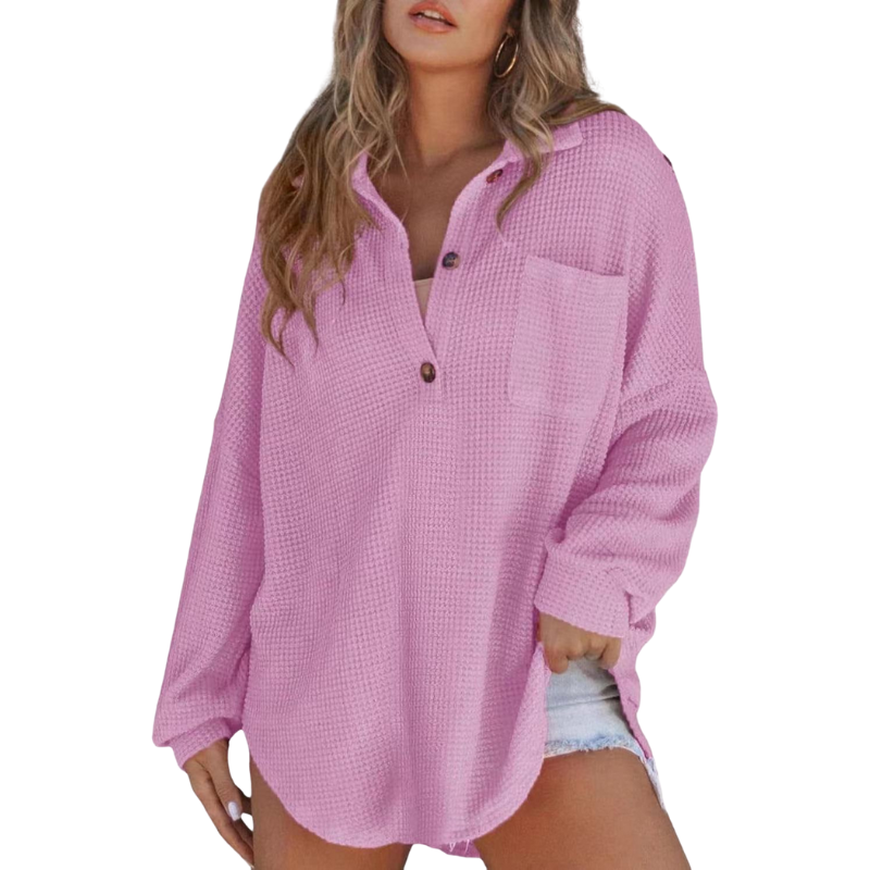 Kathryn | Blusa Túnica Ligera con Botones y Cuello Pico