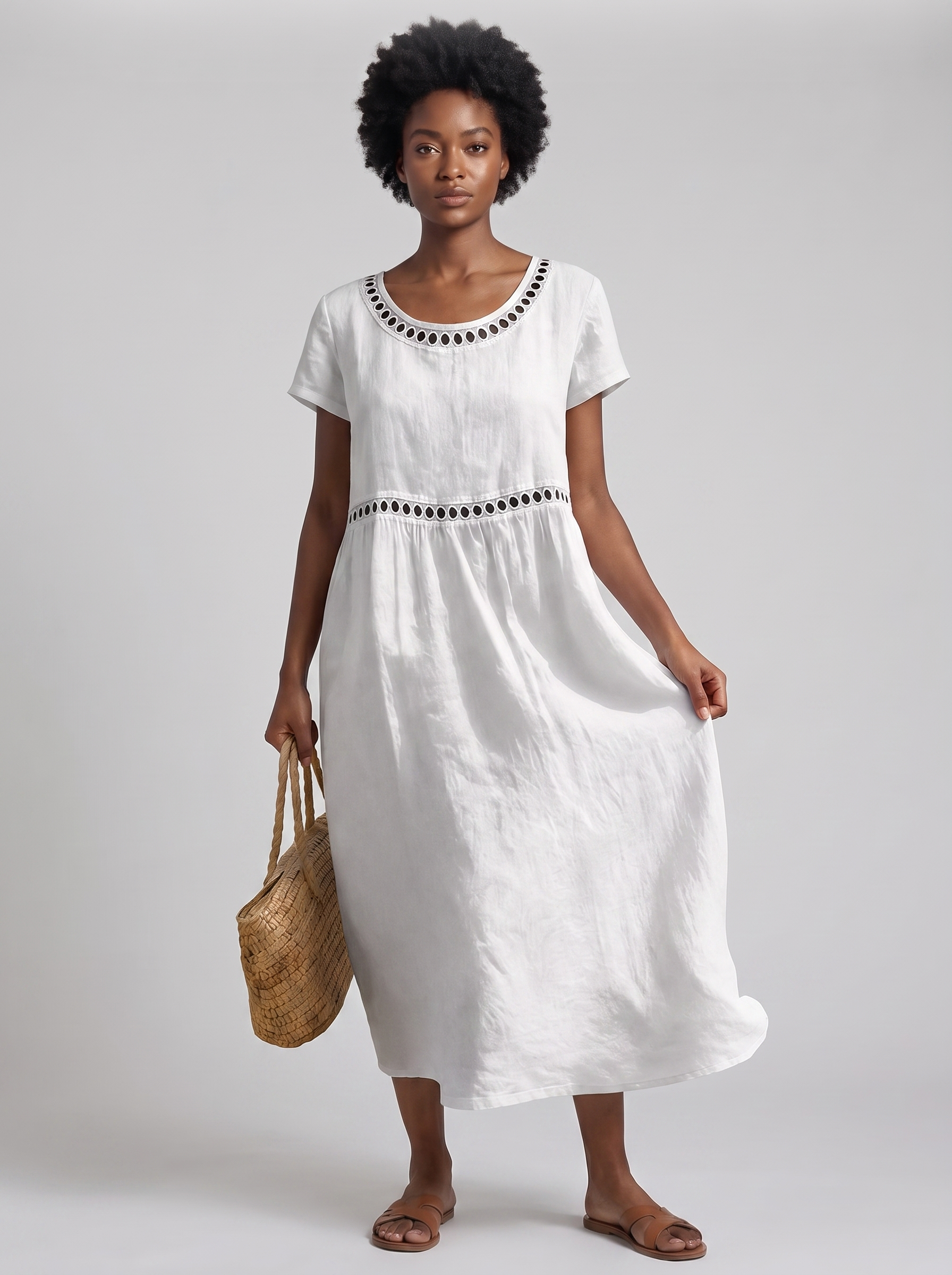 Livia | Vestido Bordado de Lino