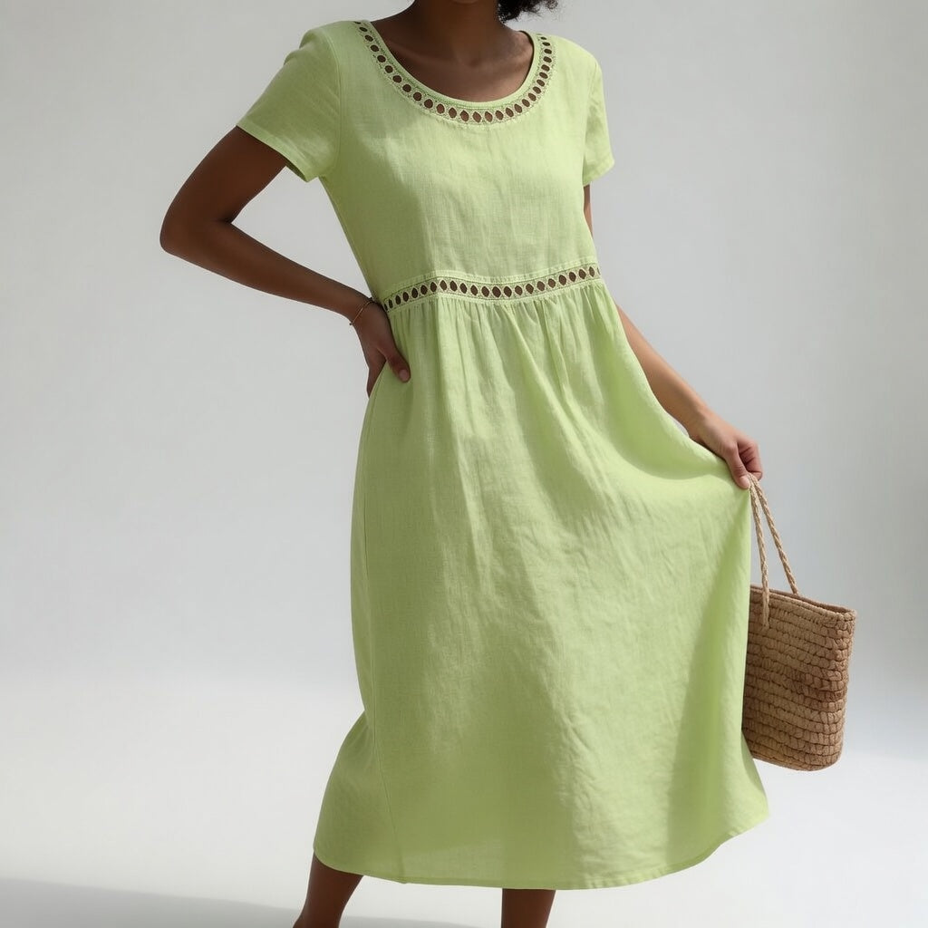 Livia | Vestido Bordado de Lino