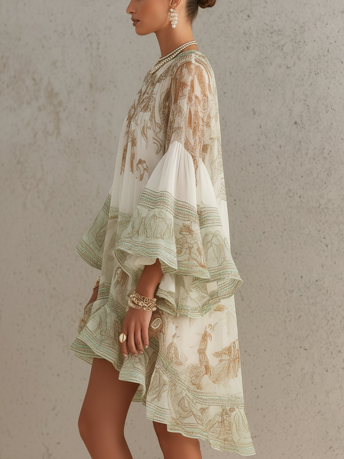 Elvira | Mini Vestido Verde con Mangas de Volante