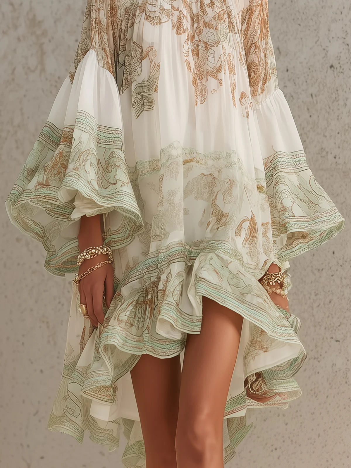 Elvira | Mini Vestido Verde con Mangas de Volante