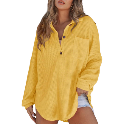Kathryn | Blusa Túnica Ligera con Botones y Cuello Pico