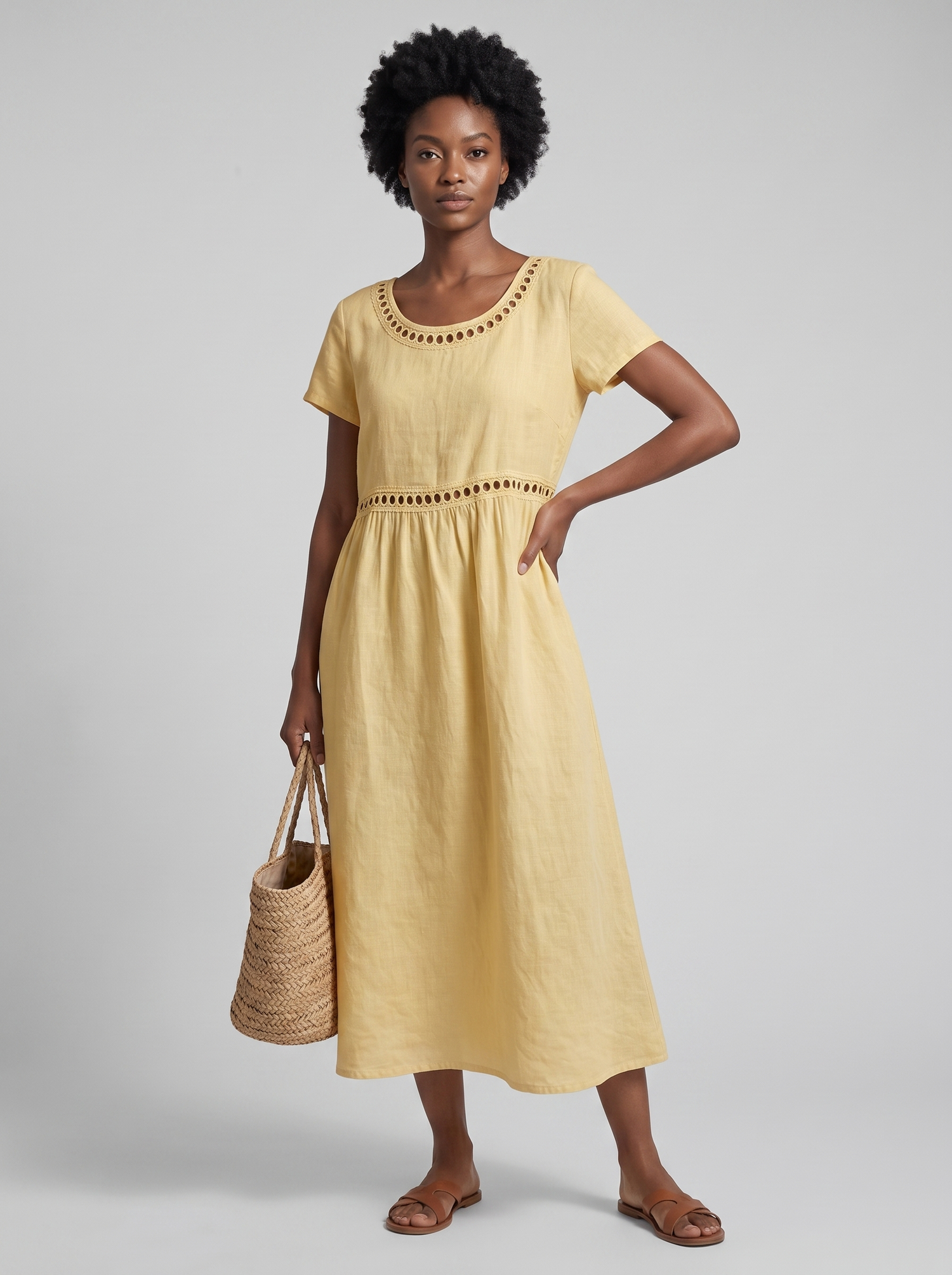 Livia | Vestido Bordado de Lino