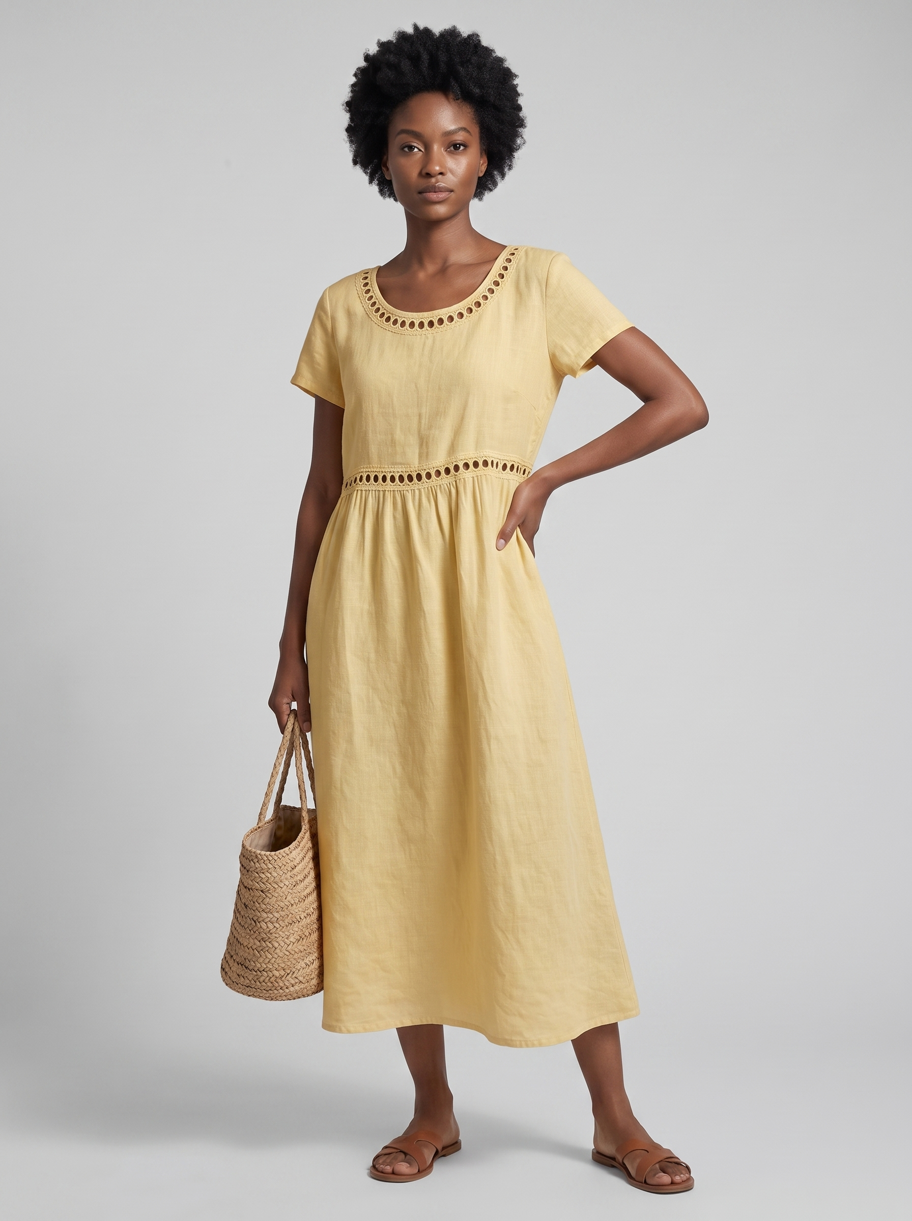Livia | Vestido Bordado de Lino