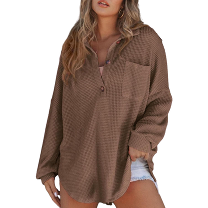 Kathryn | Blusa Túnica Ligera con Botones y Cuello Pico