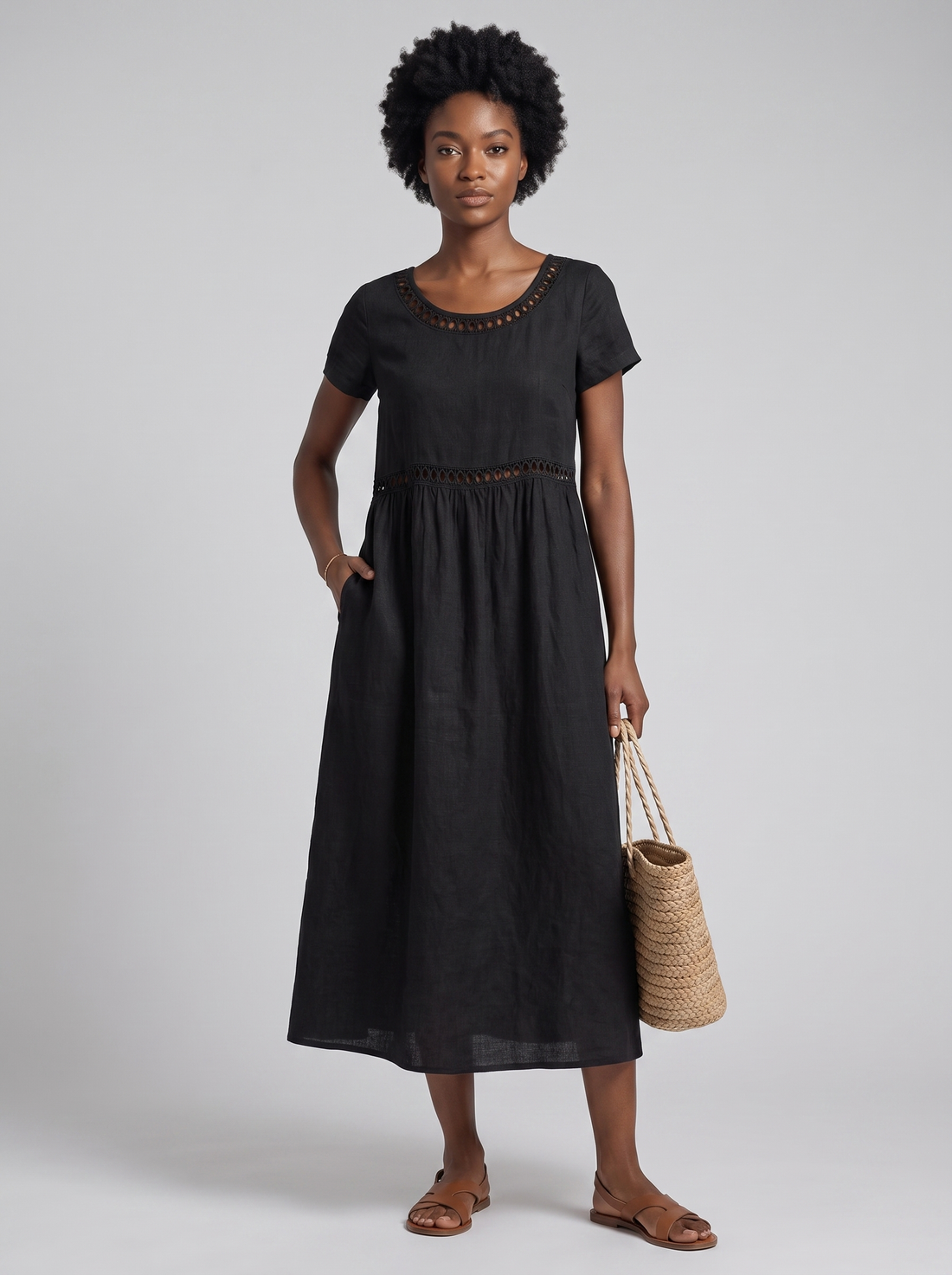 Livia | Vestido Bordado de Lino