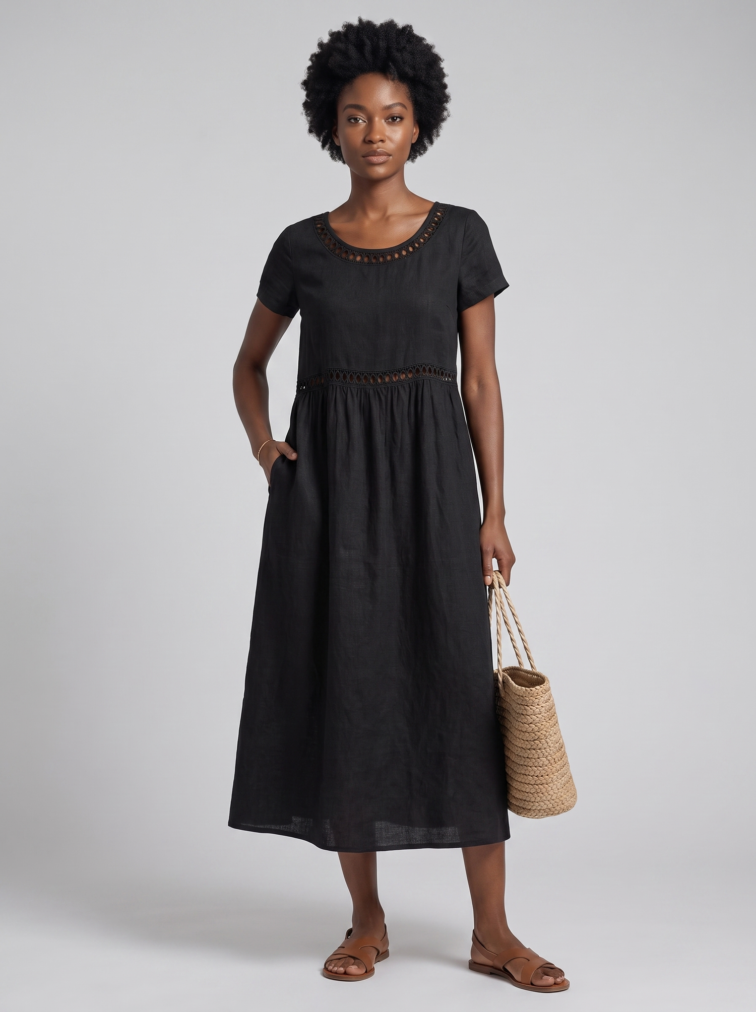 Livia | Vestido Bordado de Lino