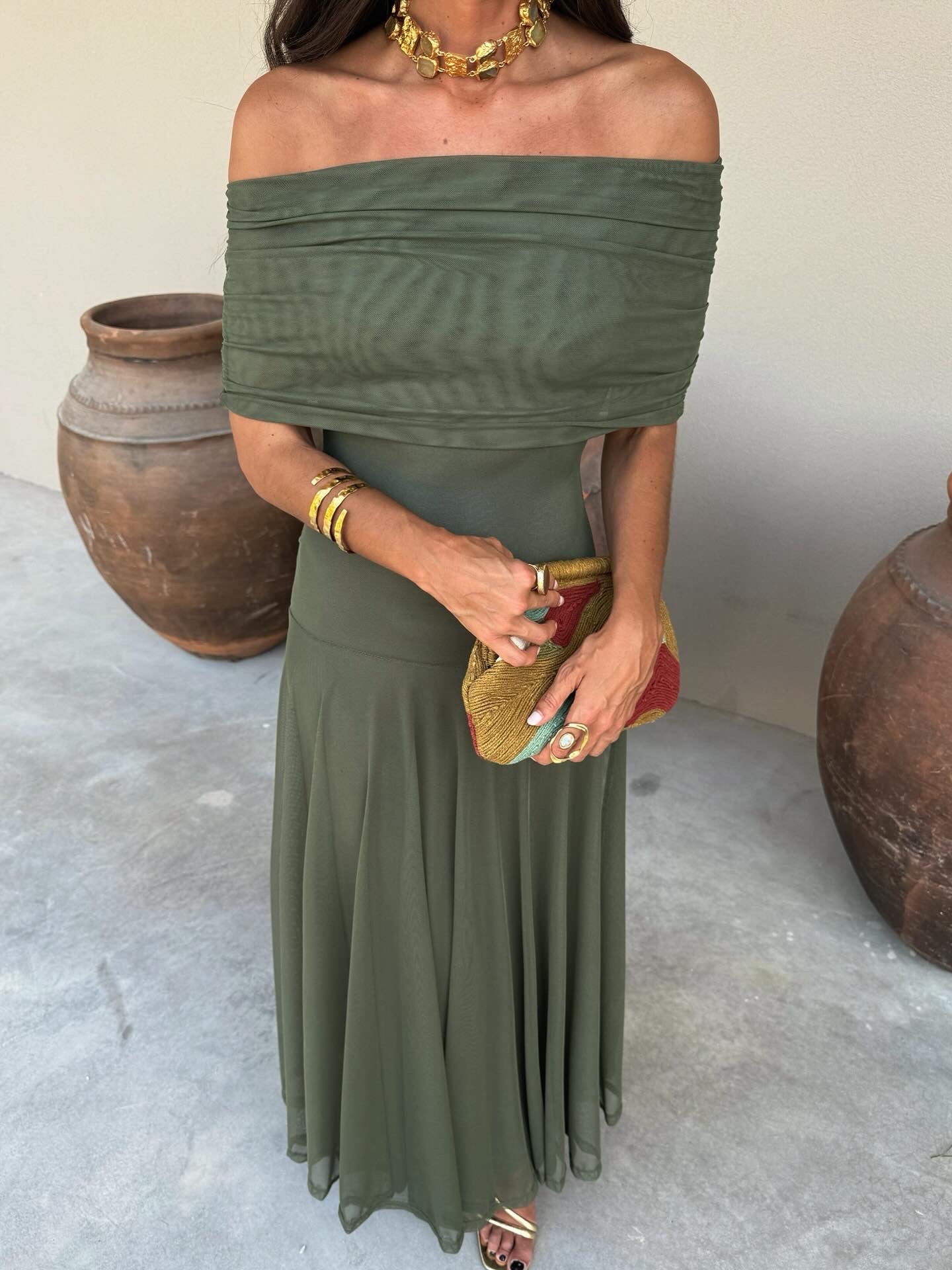 Marzia | Vestido Largo Toledo Hombros Descubiertos