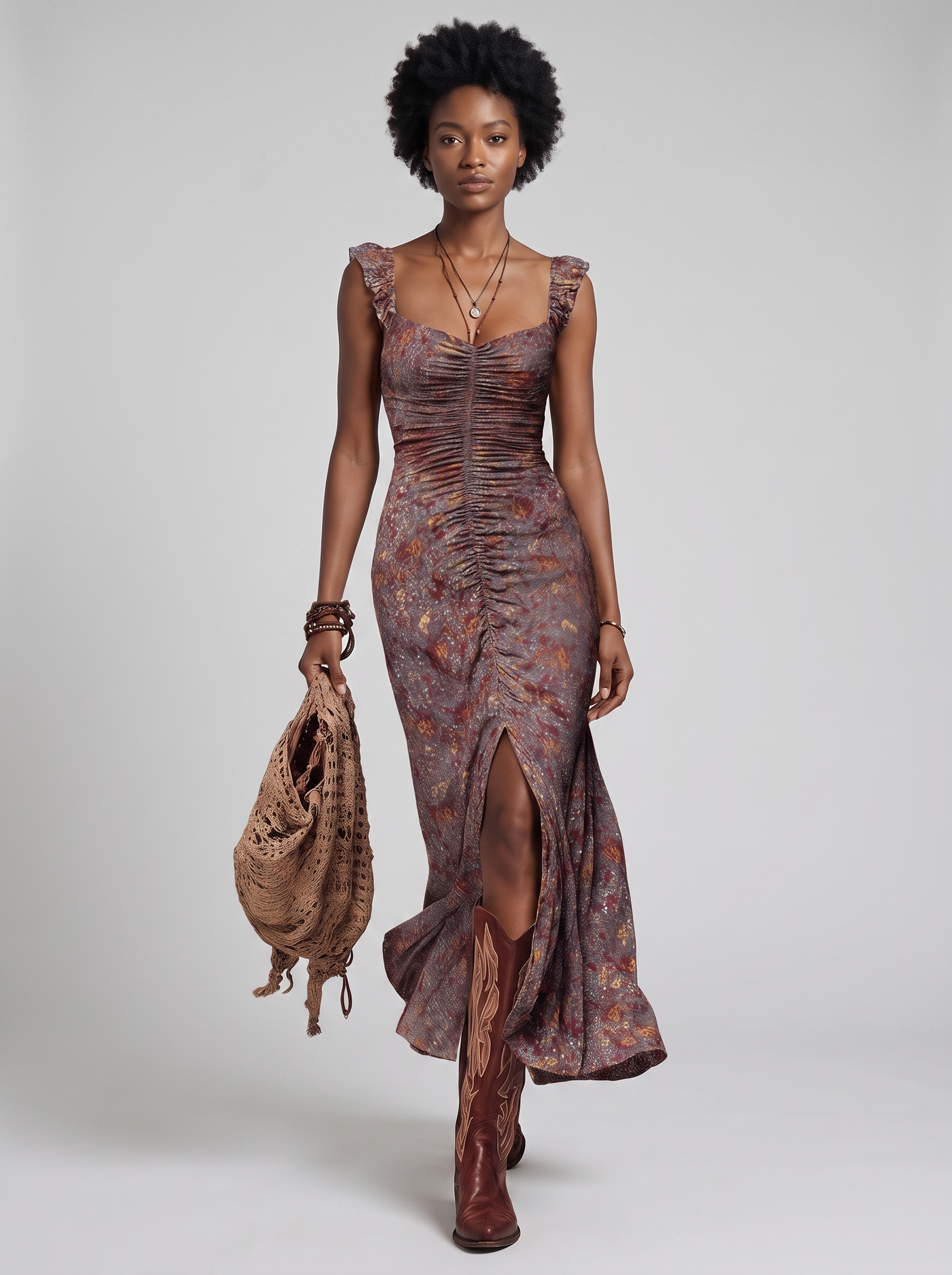 Edvige | Vestido Maxi Pliso Floral con Abertura