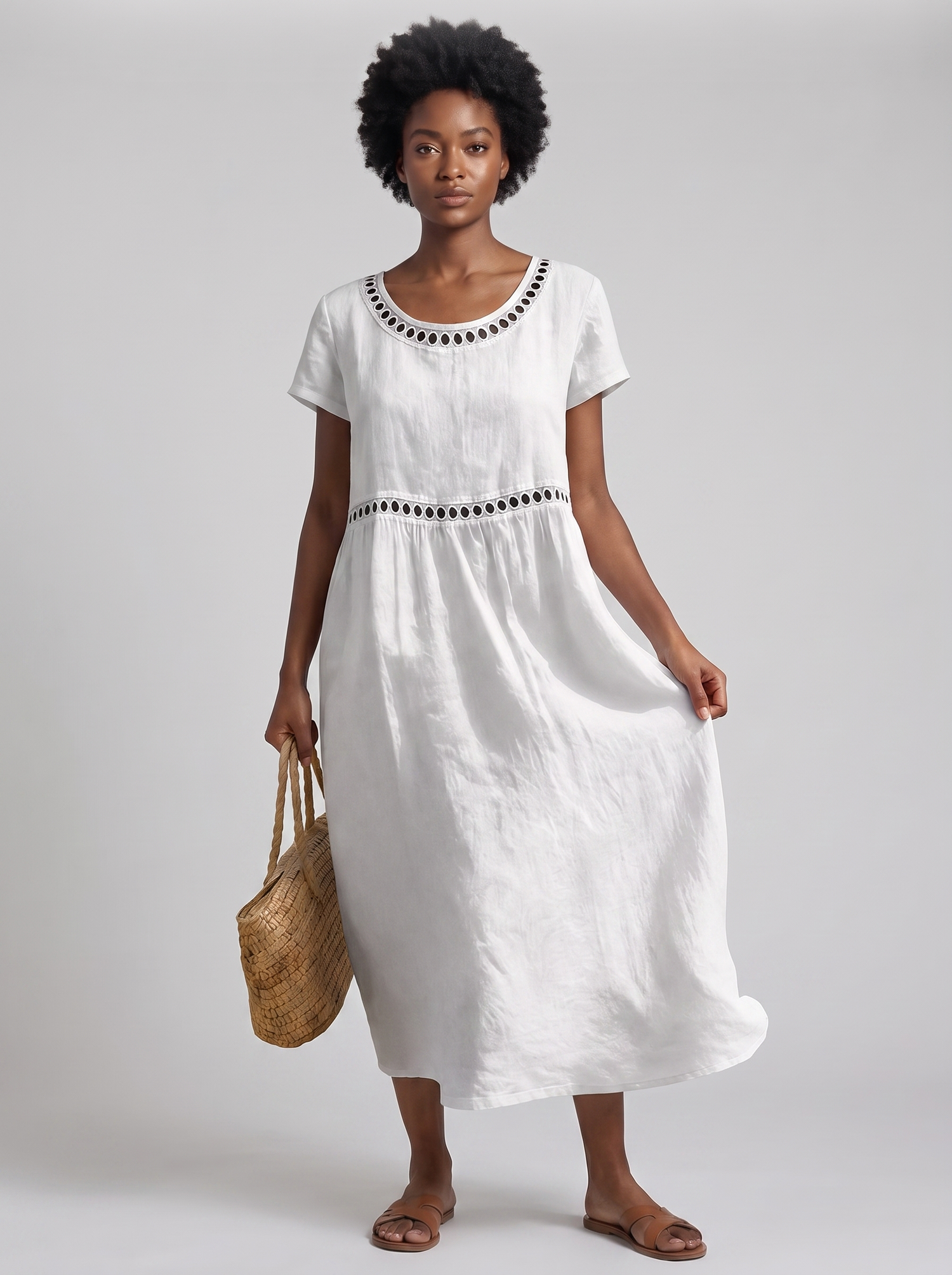 Livia | Vestido Bordado de Lino