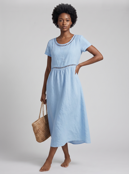 Livia | Vestido Bordado de Lino