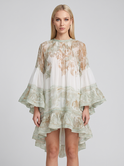 Elvira | Mini Vestido Verde con Mangas de Volante