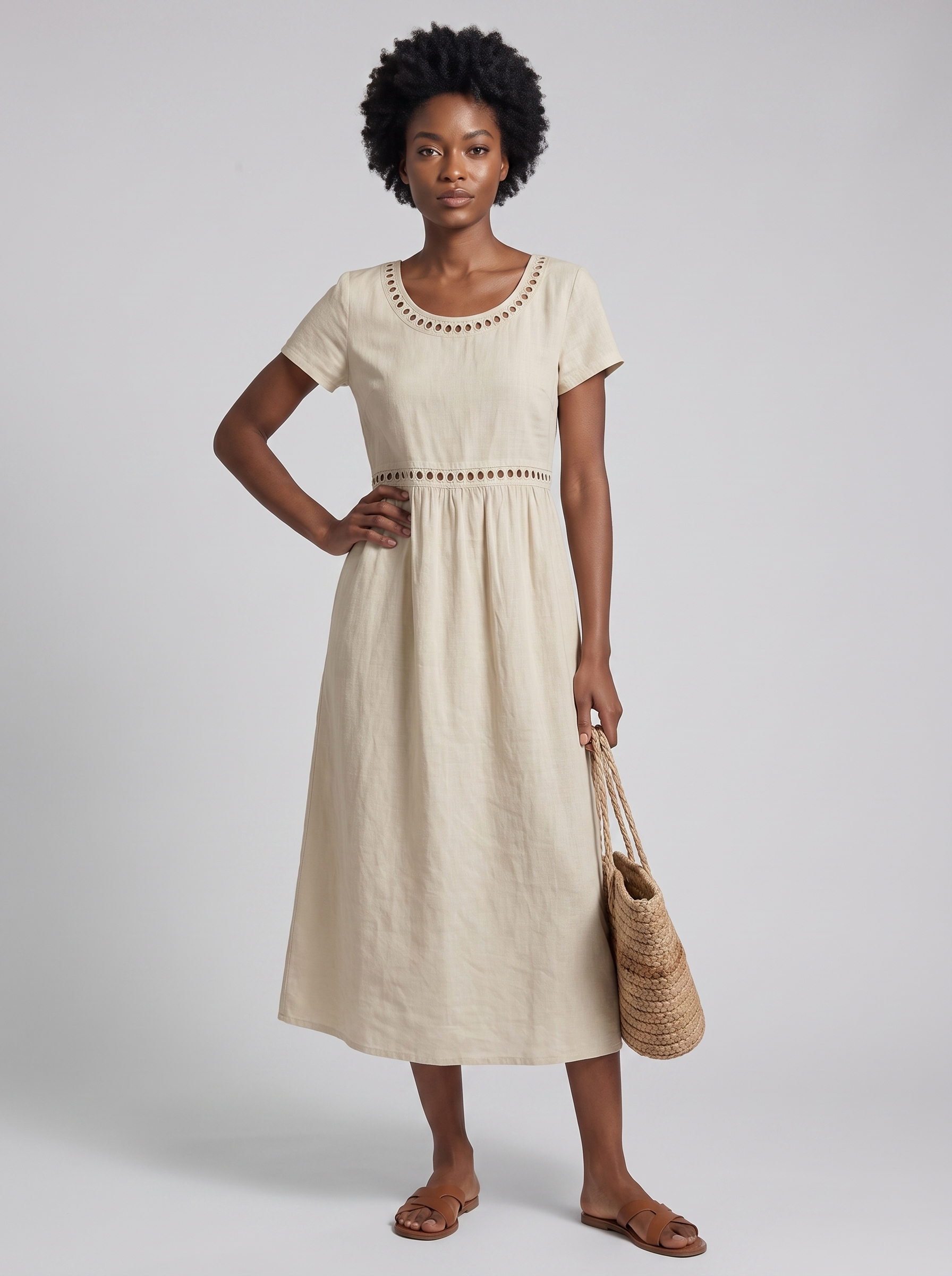 Livia | Vestido Bordado de Lino