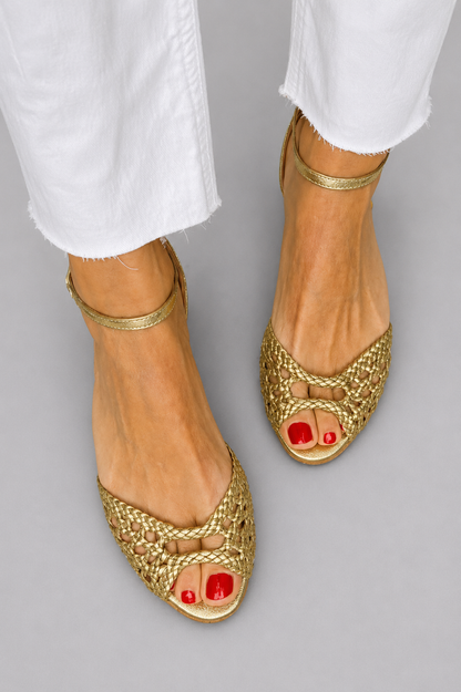 Isadora | Sandalias Doradas Trenzadas