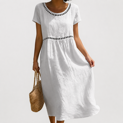 Livia | Vestido Bordado de Lino
