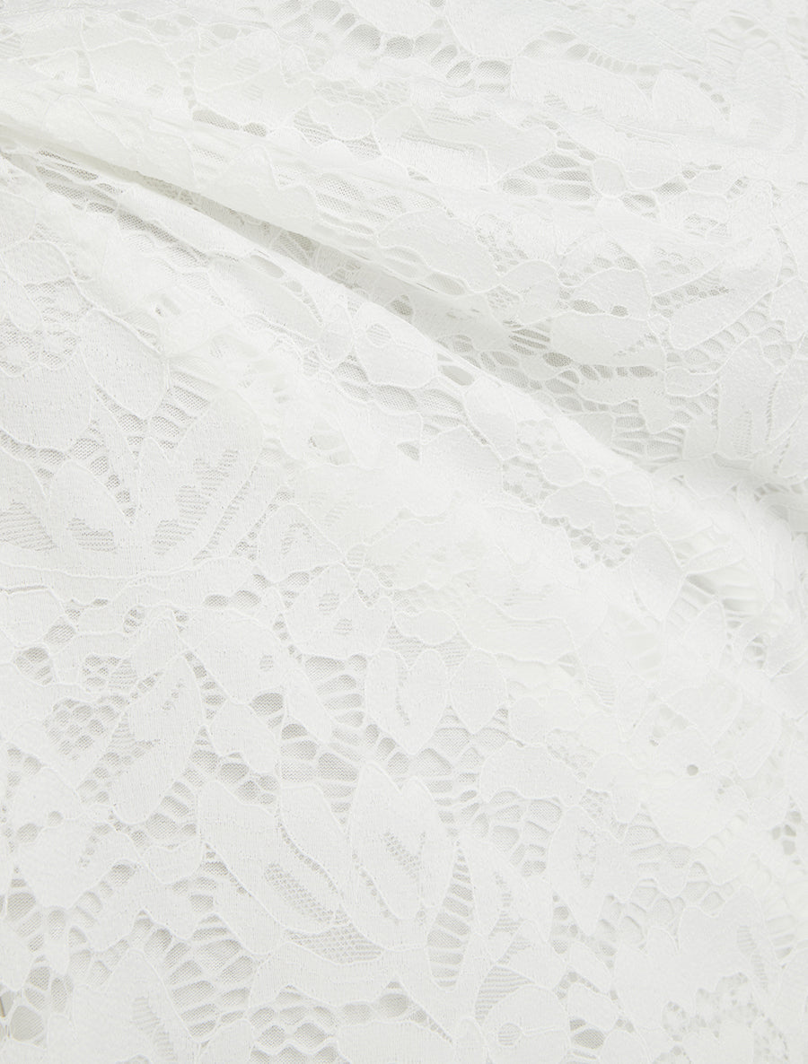 Top en dentelle à manches courtes - Blanc