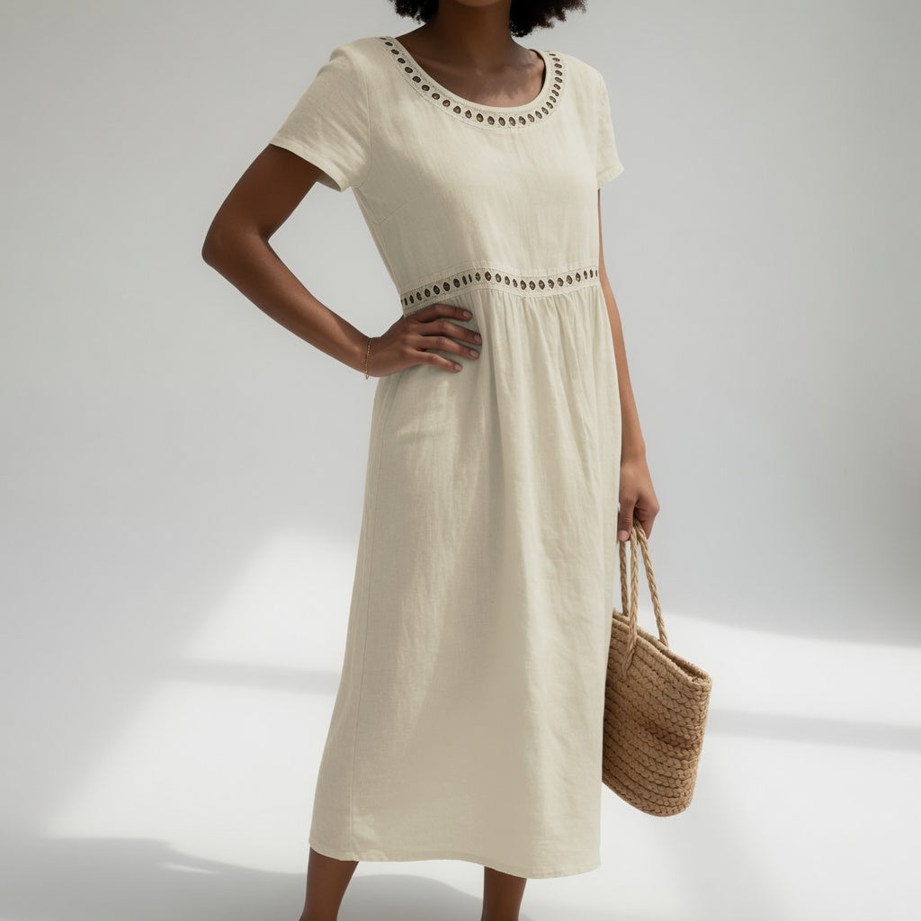 Livia | Vestido Bordado de Lino