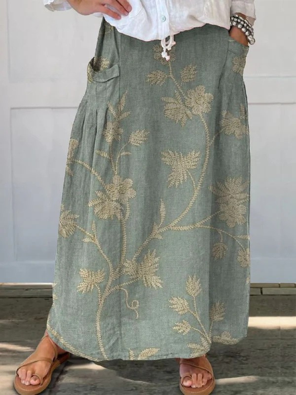 Falda Estampada Ligera Gris Claro