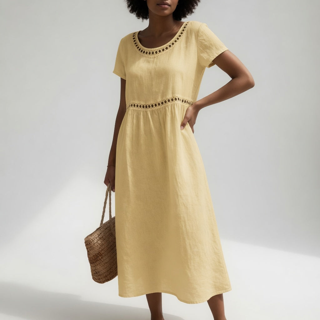 Livia | Vestido Bordado de Lino
