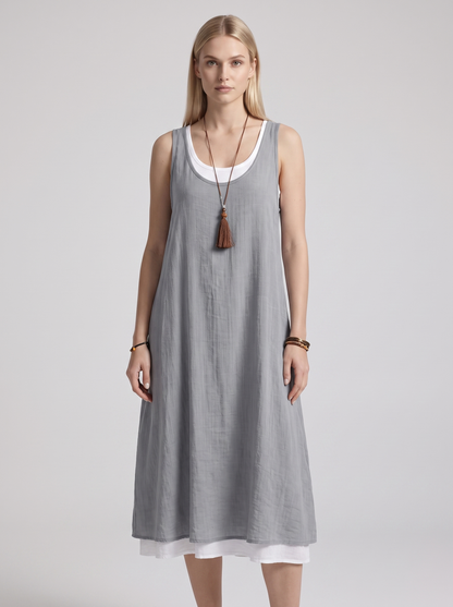 Vestido Camisero Ancho Sin Mangas