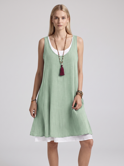 Vestido Camisero Ancho Sin Mangas