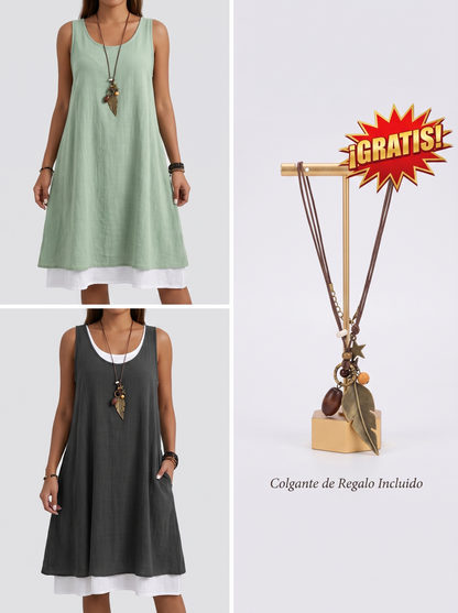 Vestido Camisero Ancho Sin Mangas