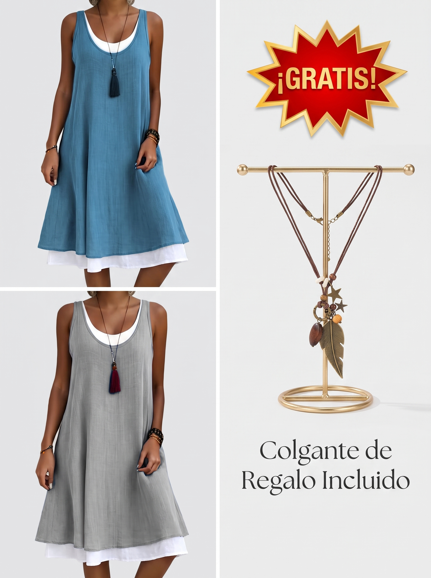 Vestido Camisero Ancho Sin Mangas
