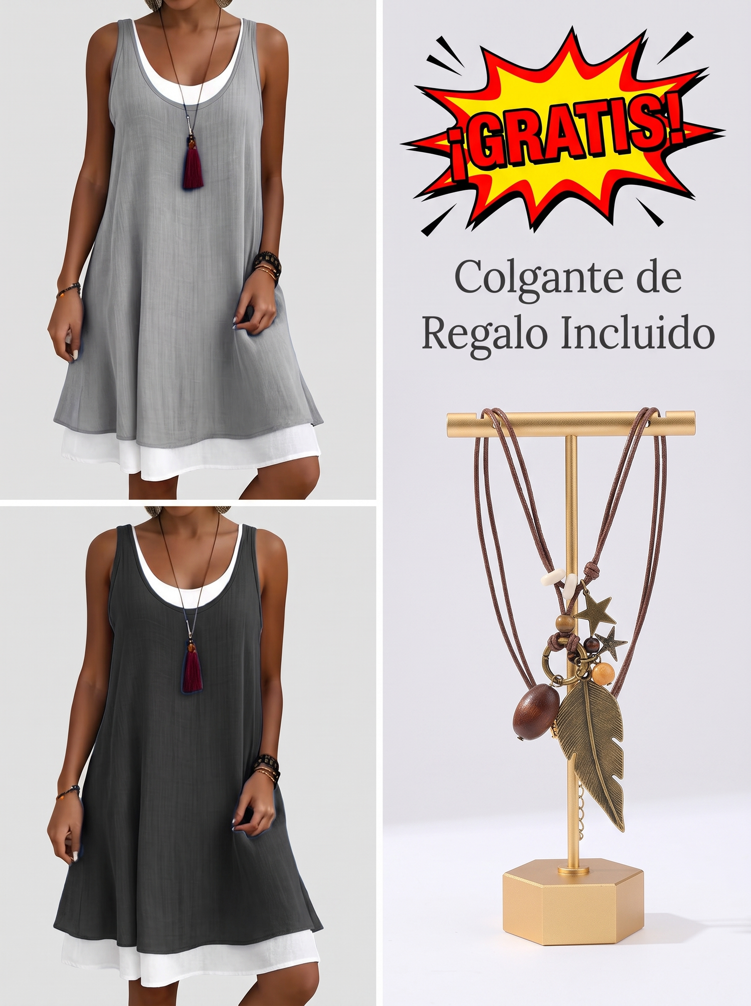 Vestido Camisero Ancho Sin Mangas