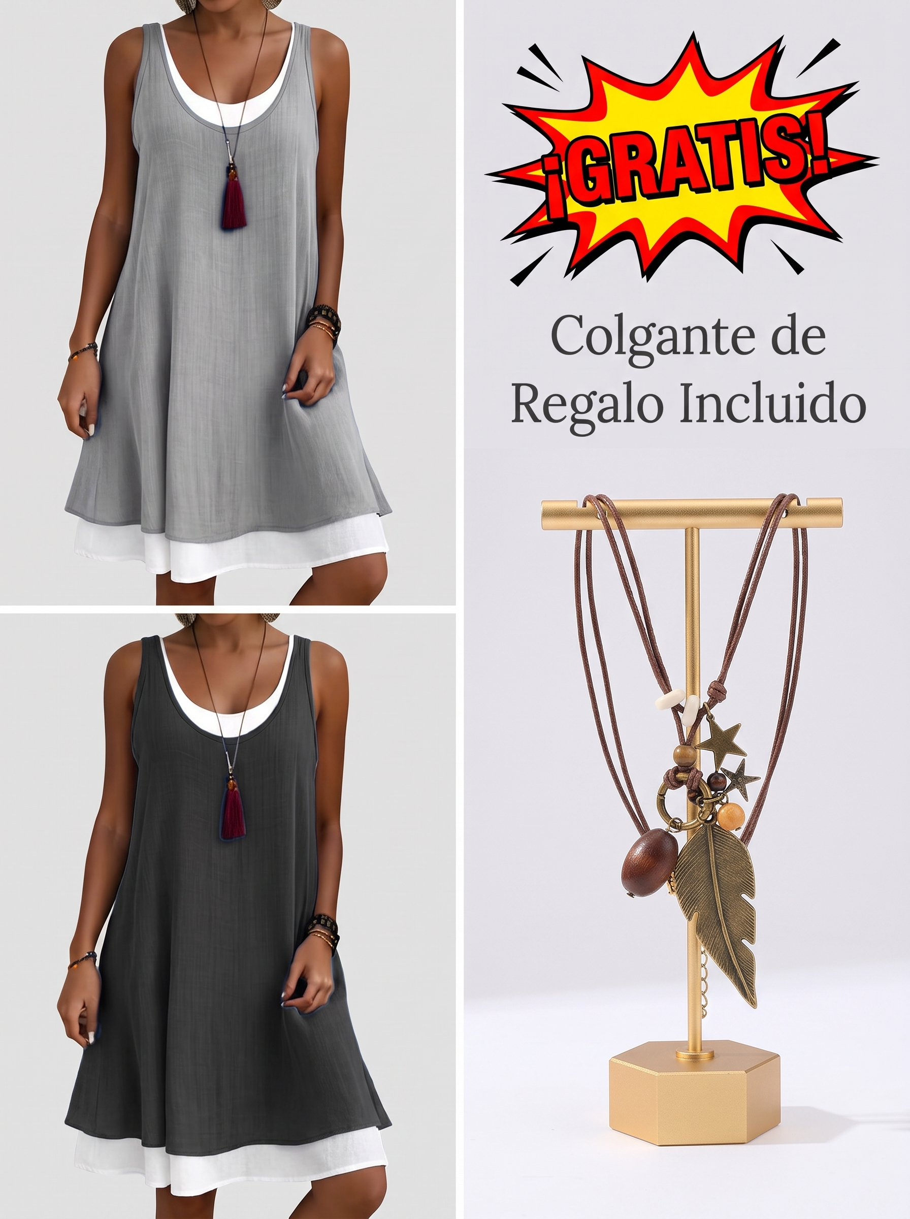 Vestido Camisero Ancho Sin Mangas